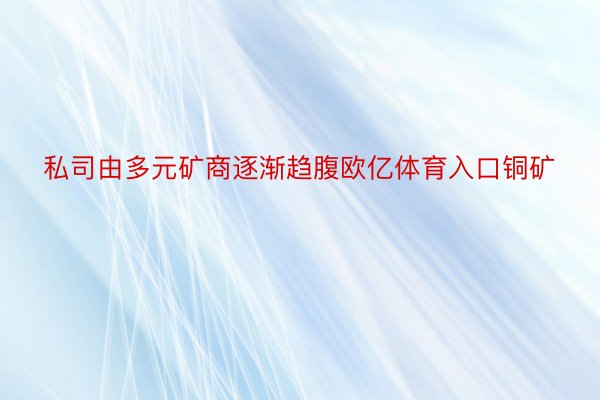 私司由多元矿商逐渐趋腹欧亿体育入口铜矿